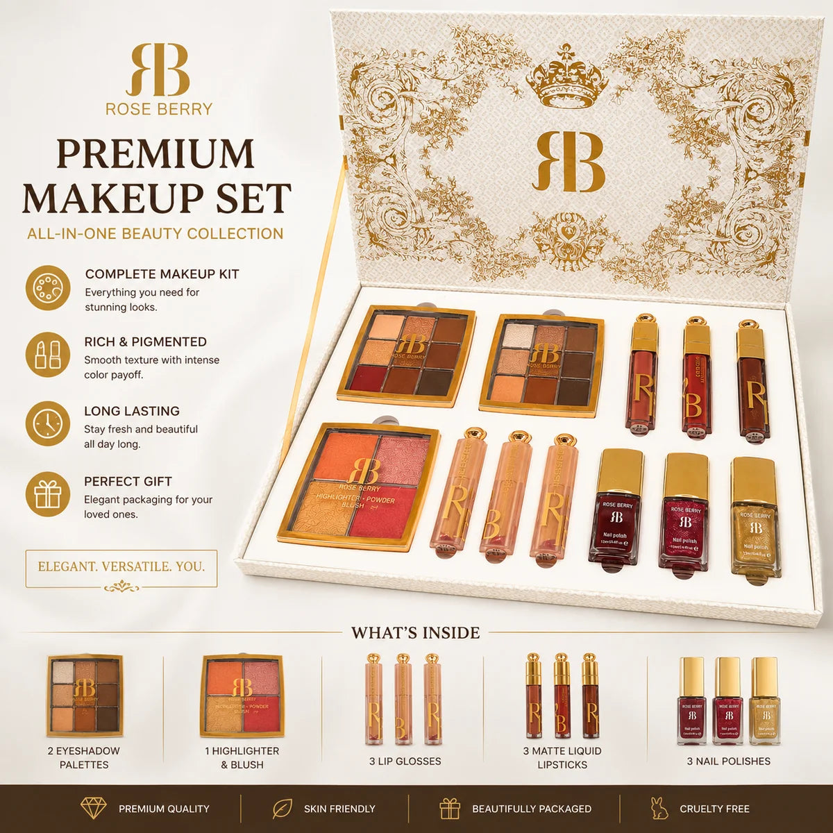 Rose Berry Luxury Makeup Gift Set – Complete Beauty Collection for Women