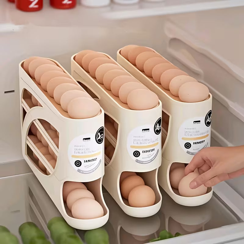 4-Tier Rolling Egg Holder | 30 Egg Capacity | Fridge & Kitchen Storage Organizer