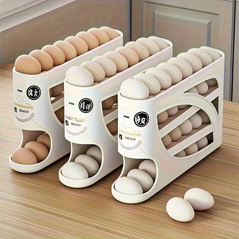 4-Tier Rolling Egg Holder | 30 Egg Capacity | Fridge & Kitchen Storage Organizer