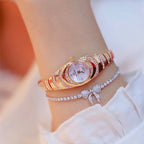 Luxury Gold Diamond Women's Watch – Elegant Crystal Bracelet Quartz Wristwatch