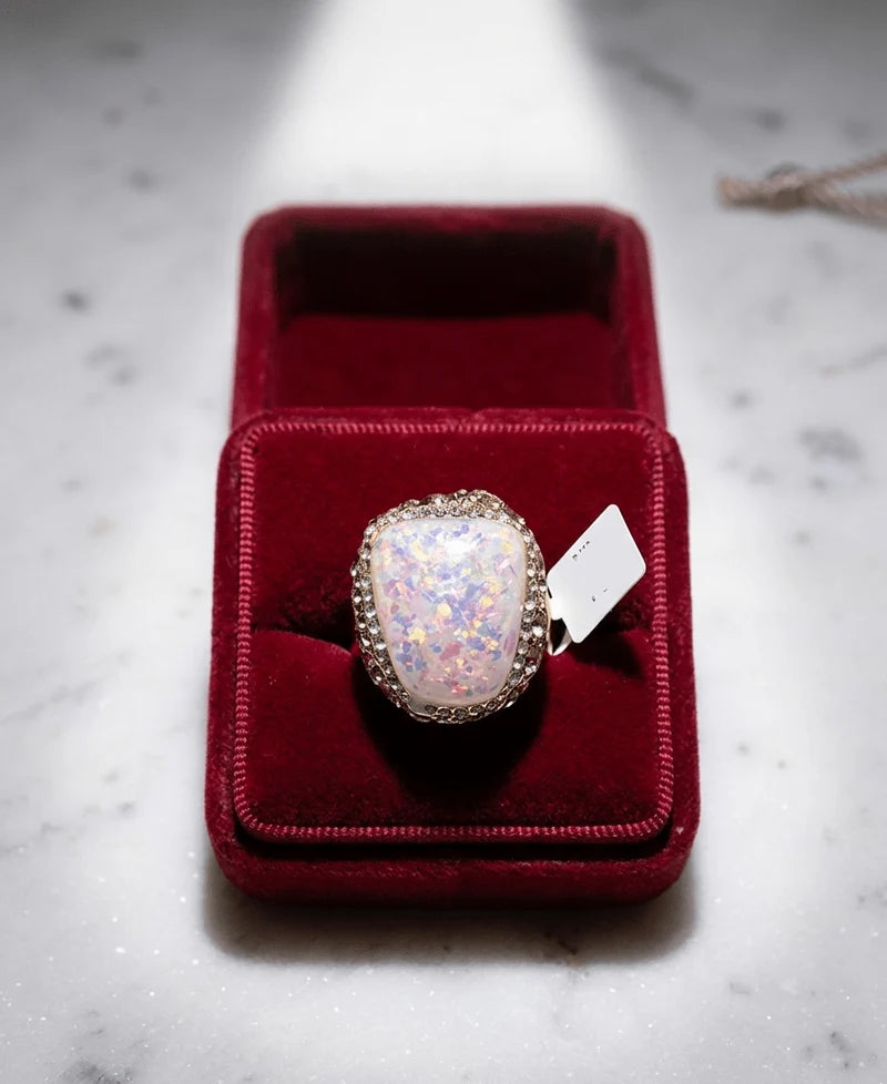 Luxury Opal Crystal Statement Ring – Elegant Adjustable Ring for Women